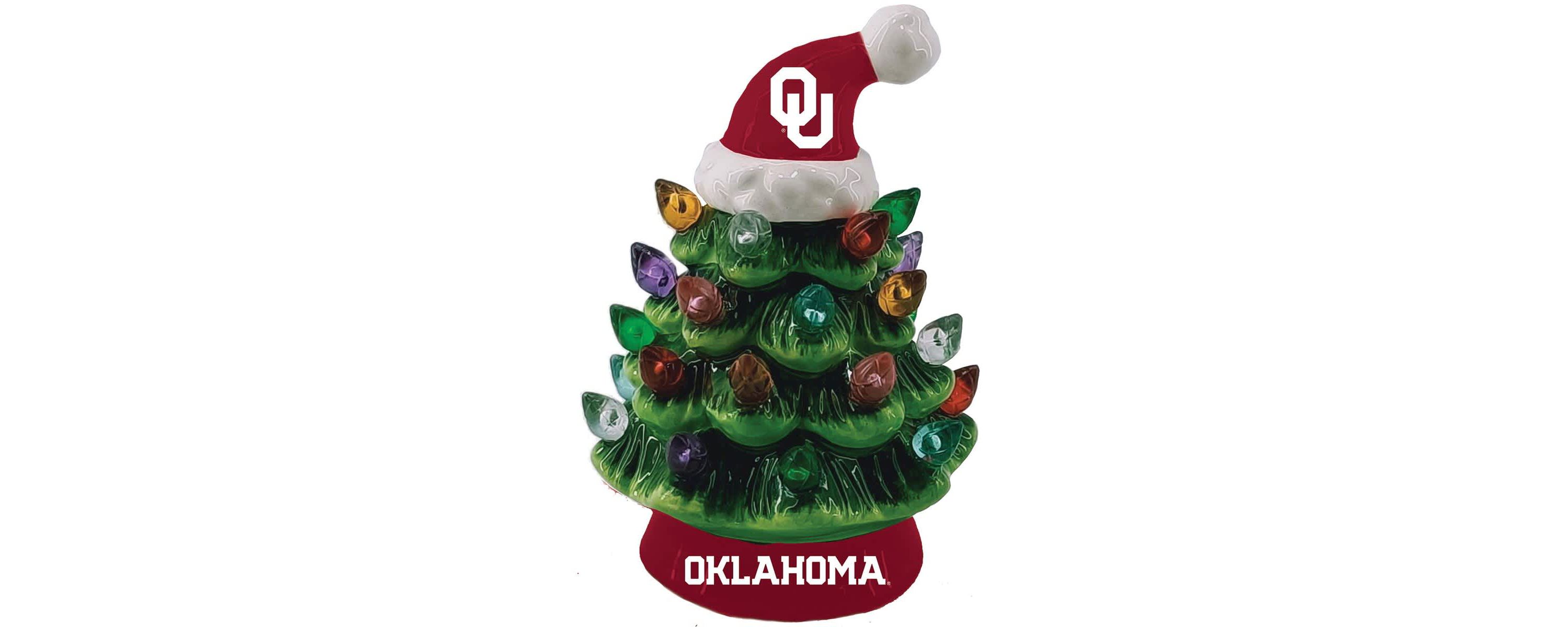 NCAA Oklahoma Sooners 8" Light Up Ceramic LED Christmas Tree