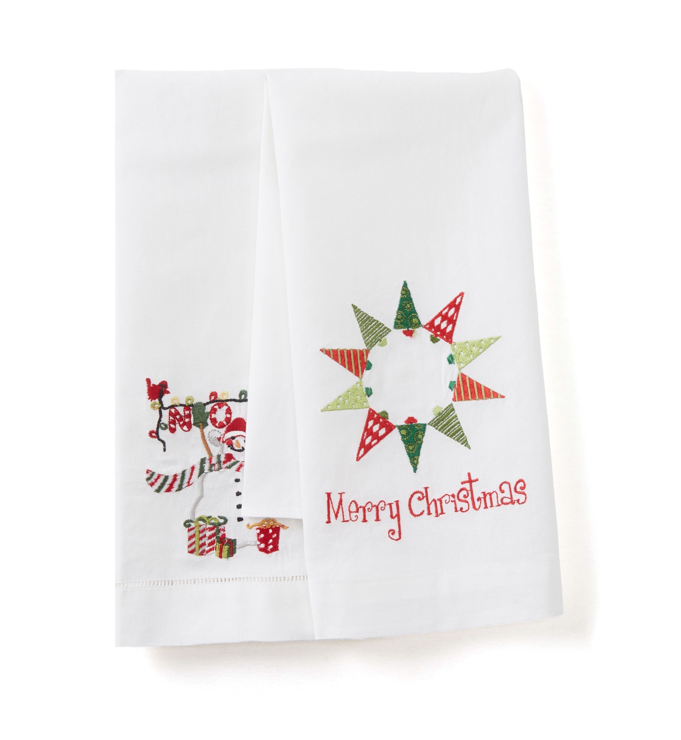 Set of 2 Noel Snowman/Merry Christmas Towels