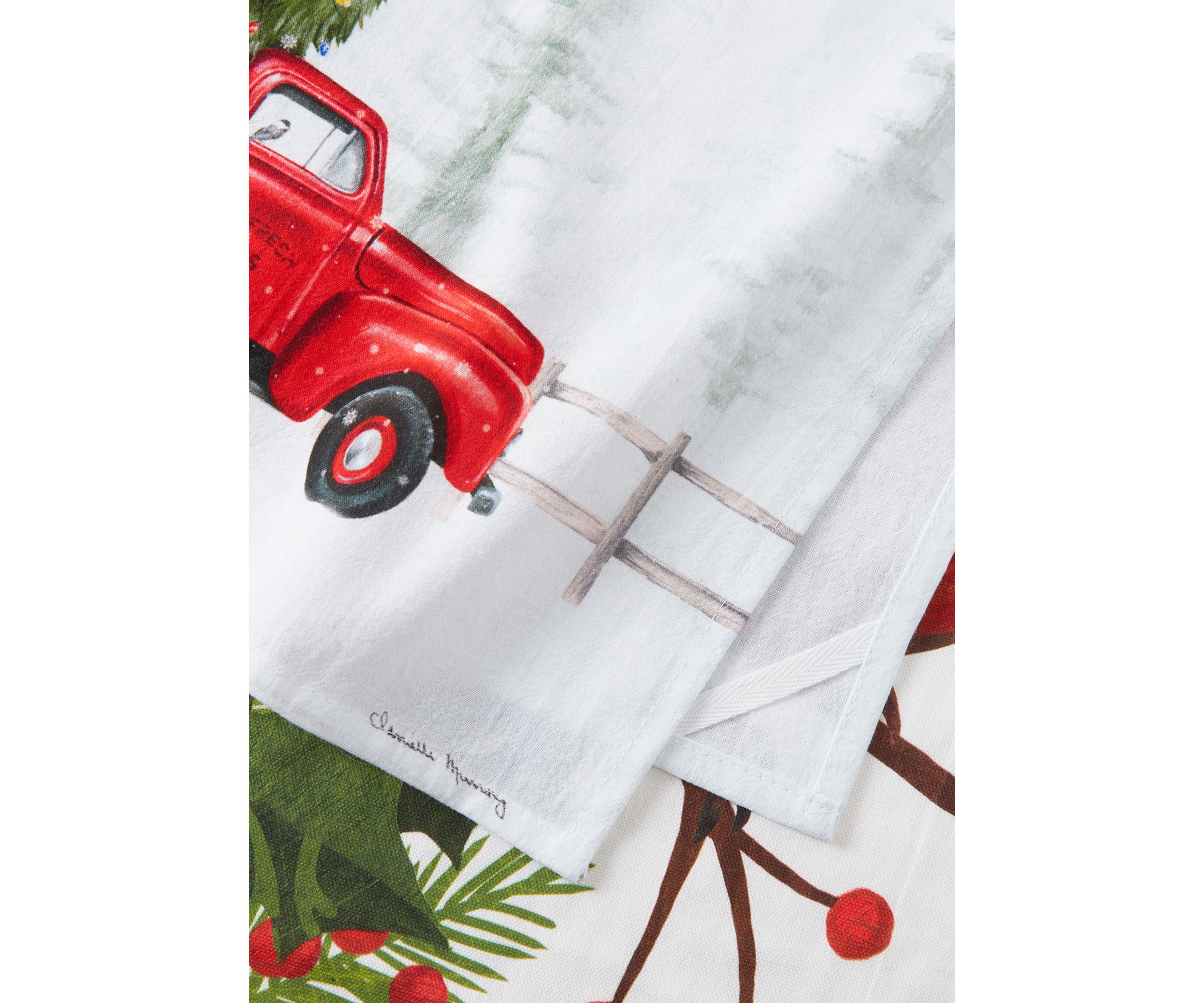 Set of 2 Holiday Truck and Winter Cardinal Towels