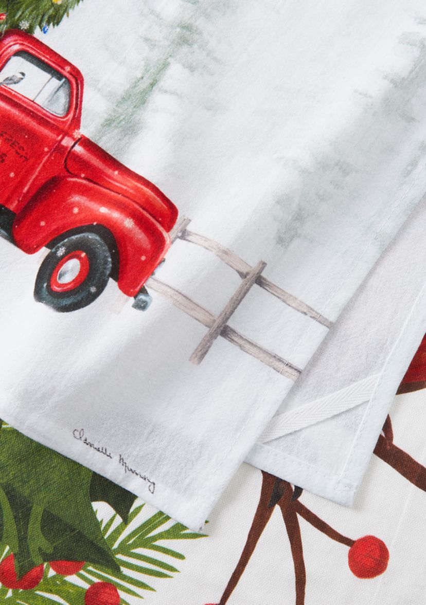 Set of 2 Holiday Truck and Winter Cardinal Towels