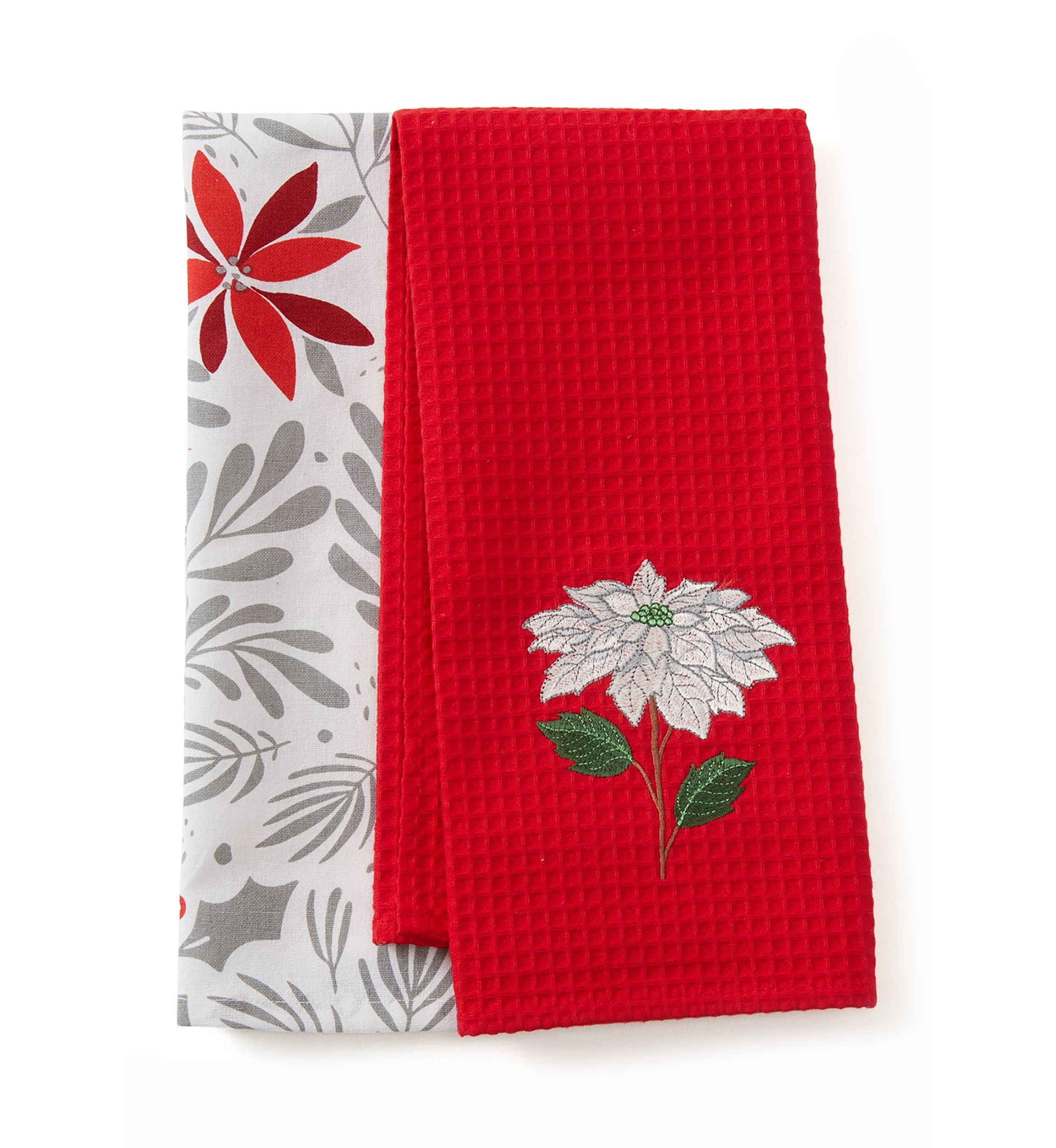Set of 2 Poinsettia Towels