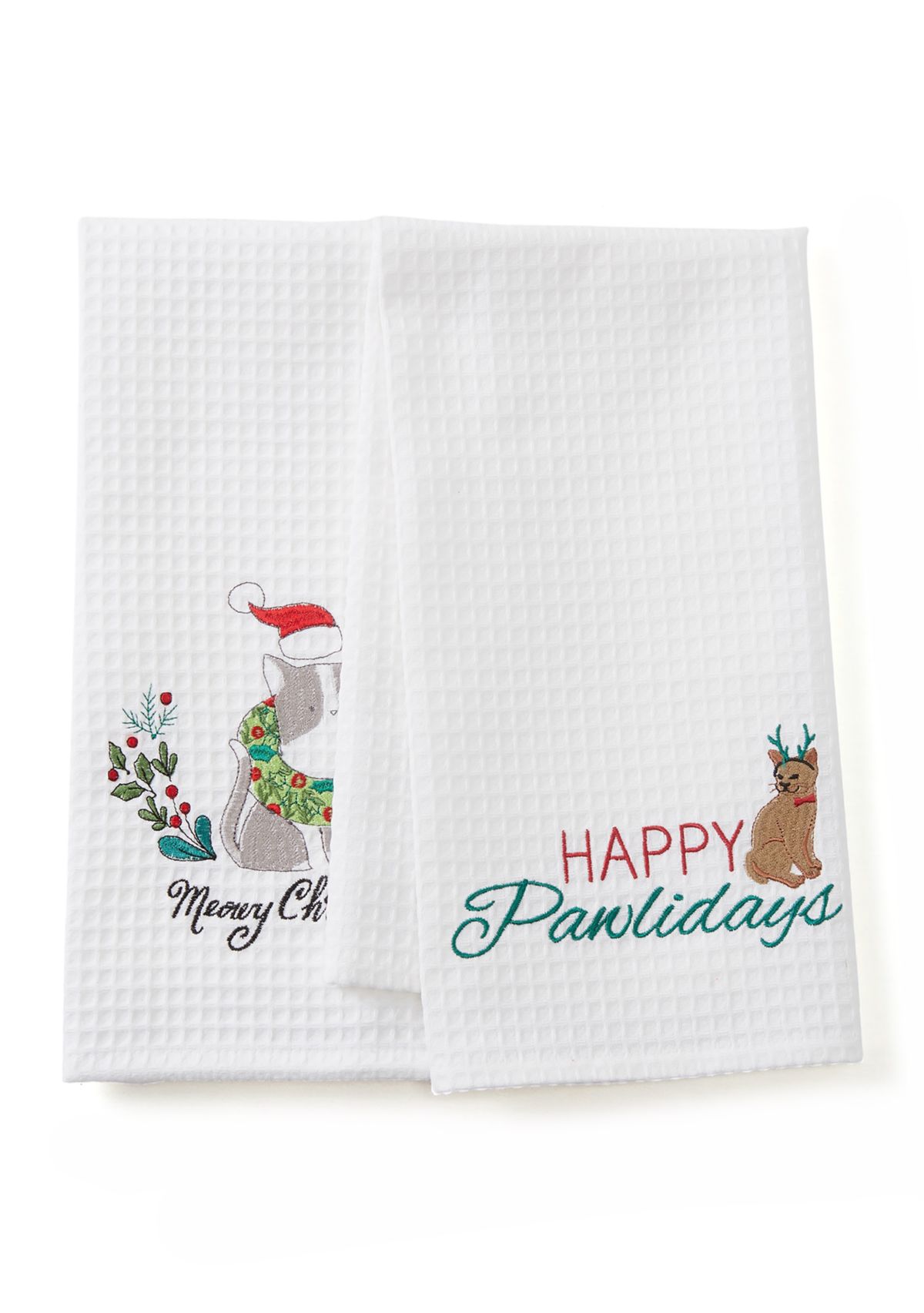 Set of 2 Meowy Christmas/Happy Pawlidays Towels
