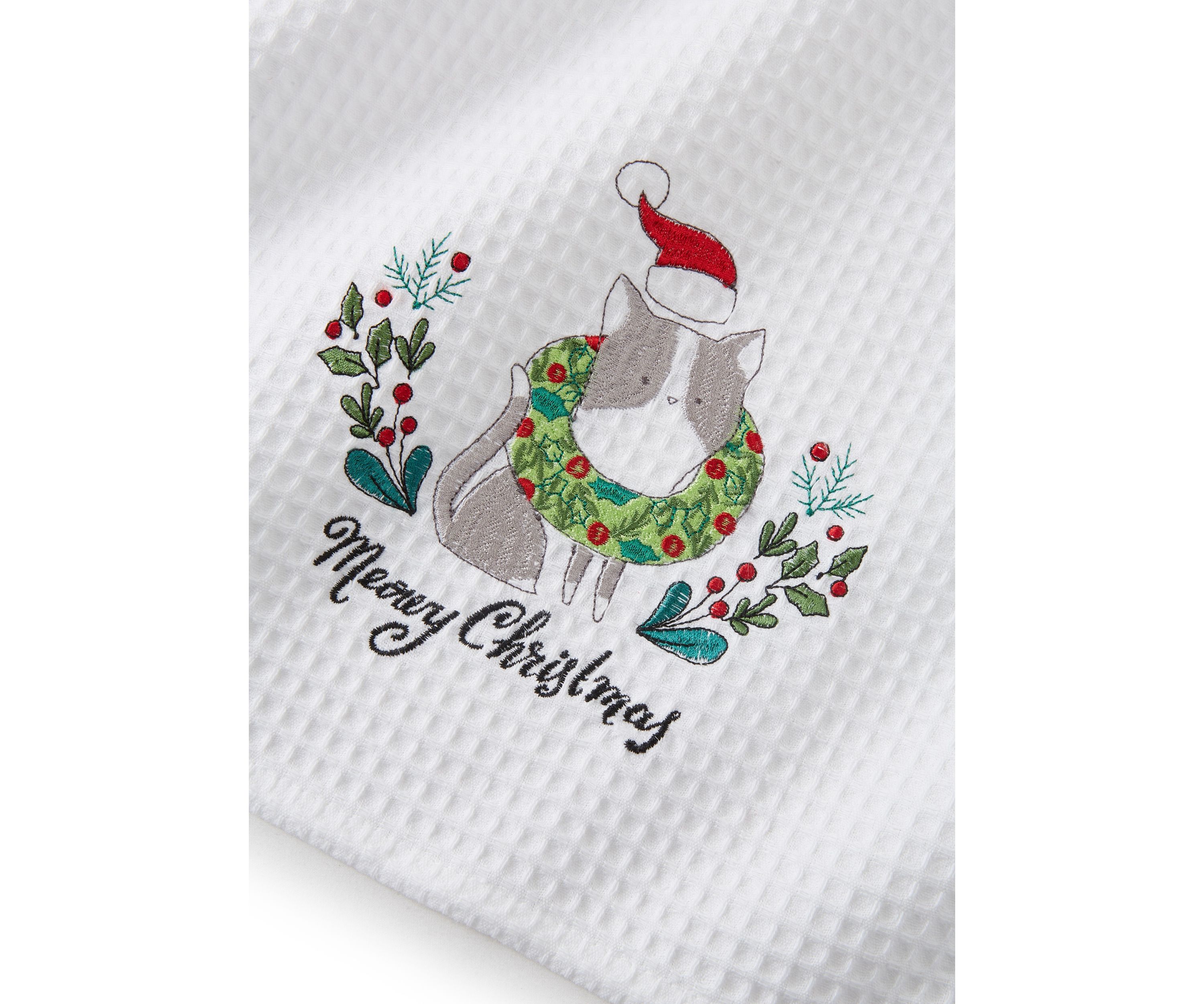 Set of 2 Meowy Christmas/Happy Pawlidays Towels