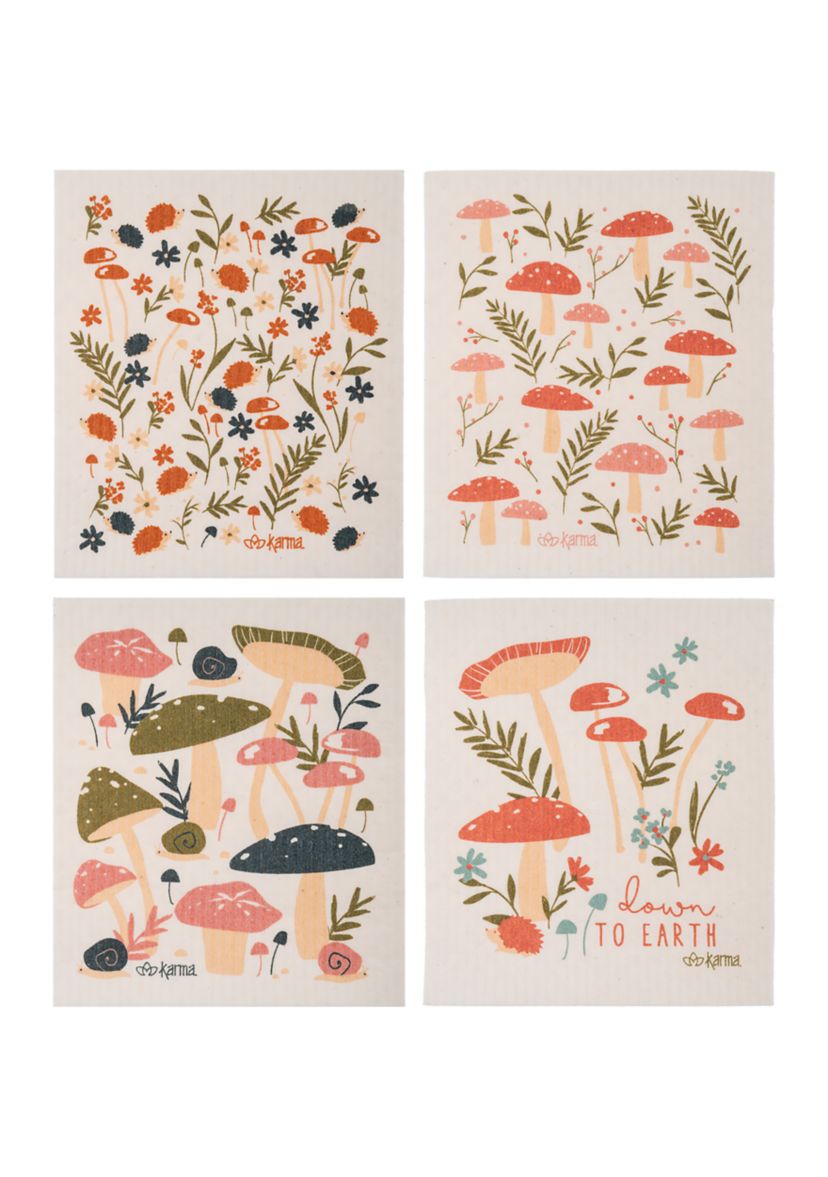 Set of 4 Swedish Mushroom Dish Cloths