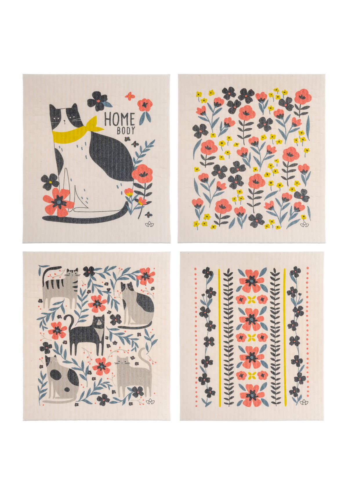 Set of 4 Cat Dishcloths