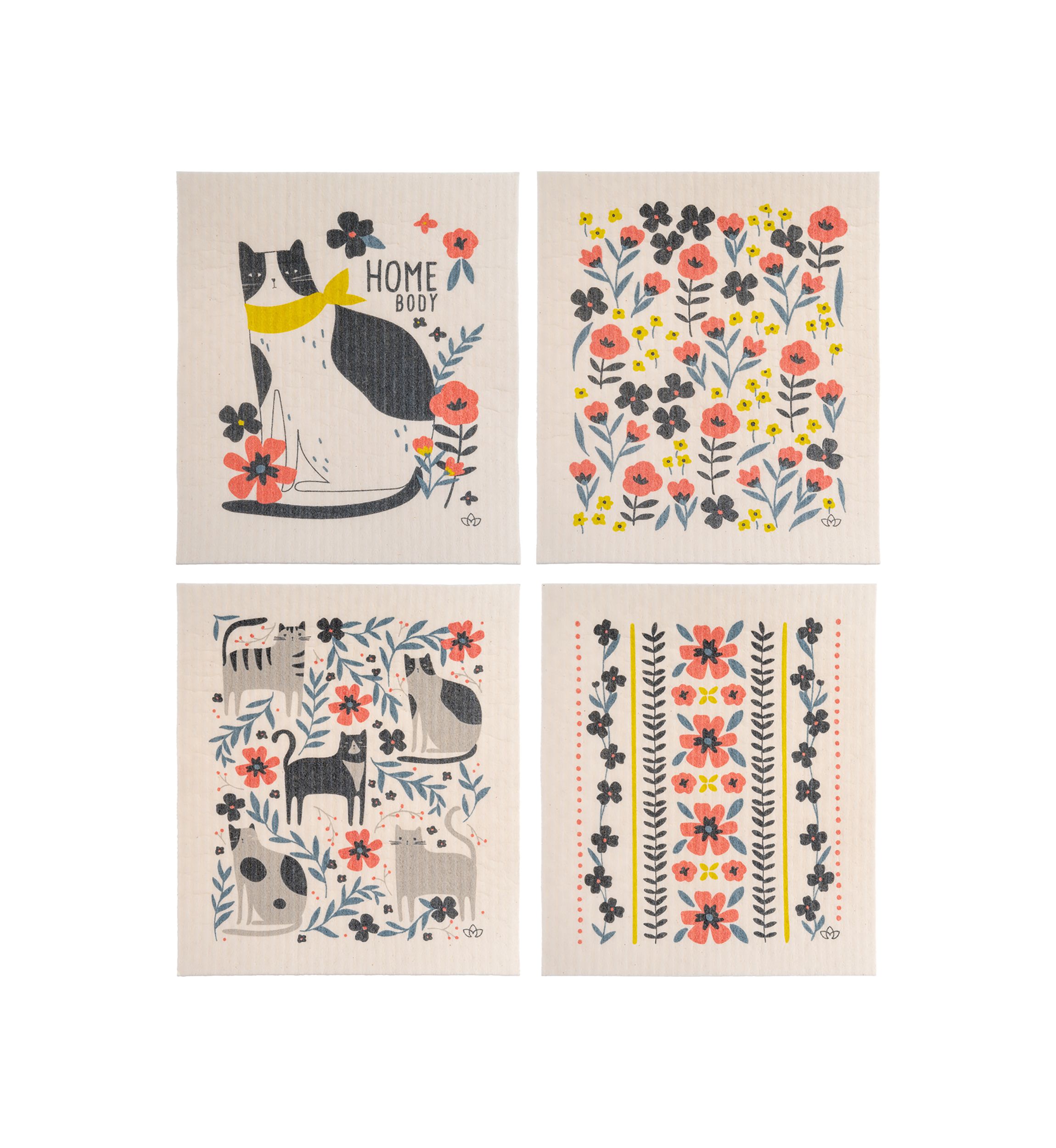 Set of 4 Cat Dishcloths