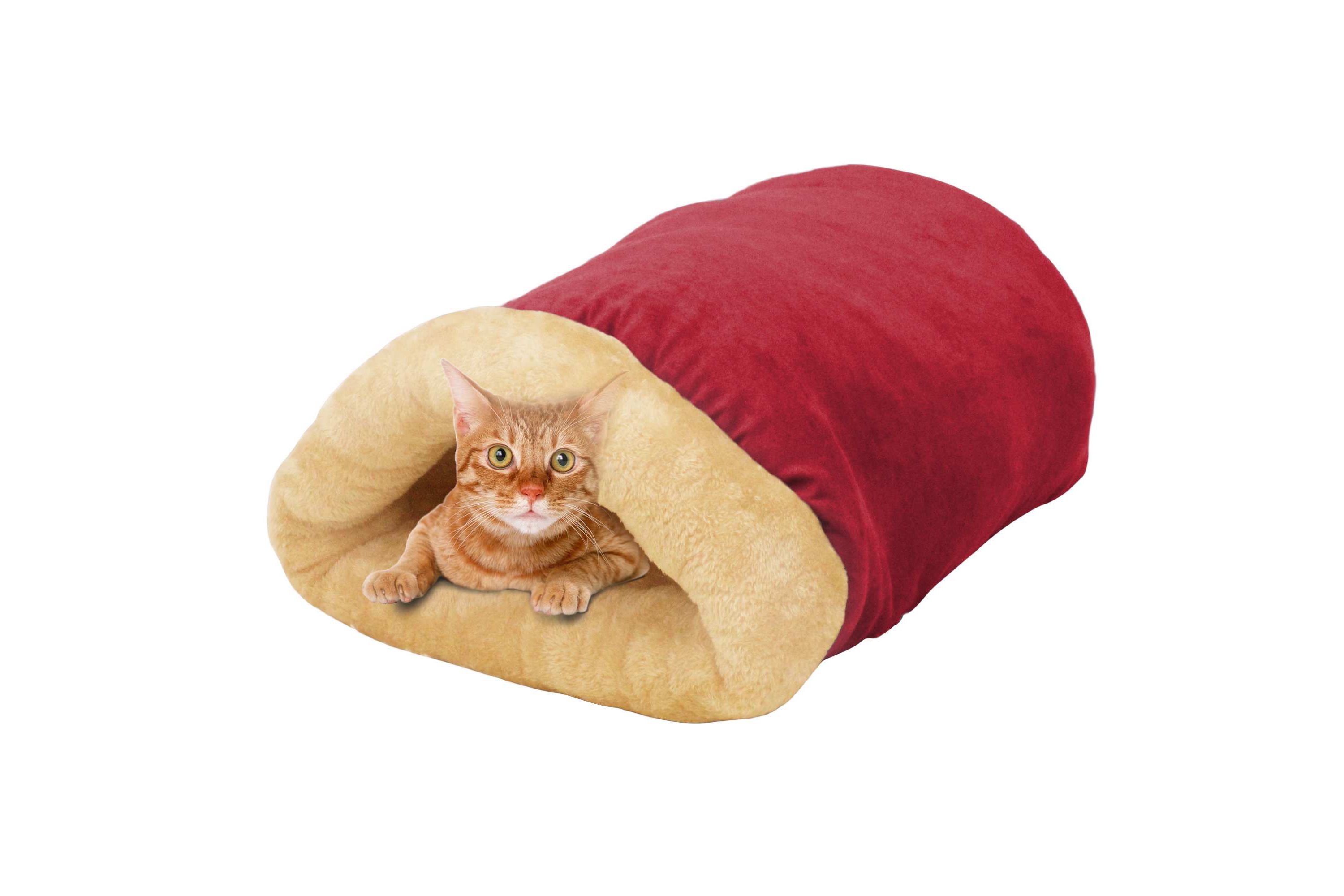 GOOPAWS 4 in 1 Self Warming Burrow Cat Bed Sleeping Cave, Grey