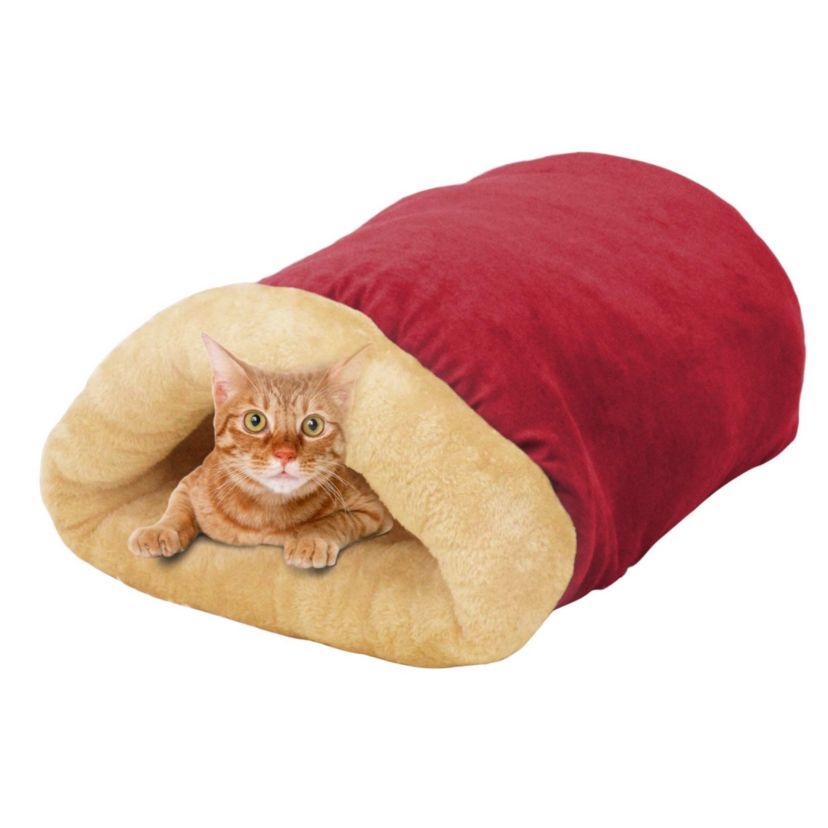 GOOPAWS 4 in 1 Self Warming Burrow Cat Bed Sleeping Cave, Grey