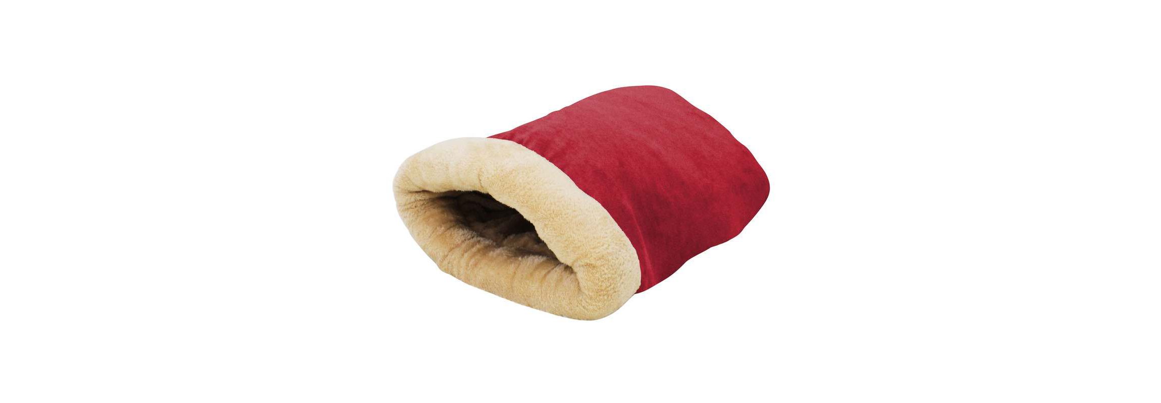 GOOPAWS 4 in 1 Self Warming Burrow Cat Bed Sleeping Cave, Burgundy