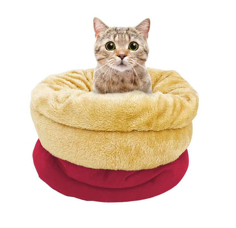 GOOPAWS 4 in 1 Self Warming Burrow Cat Bed Sleeping Cave, Grey