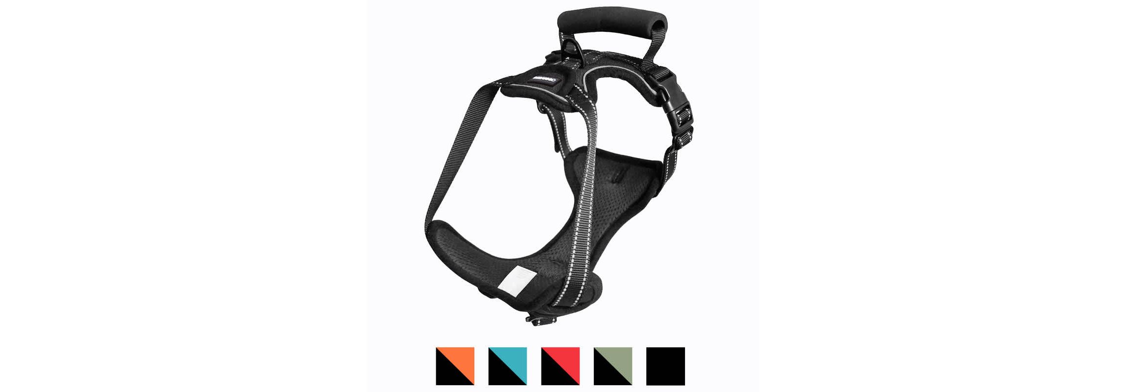 GOOPAWS Padded Reflective Dog Harness, Green, S