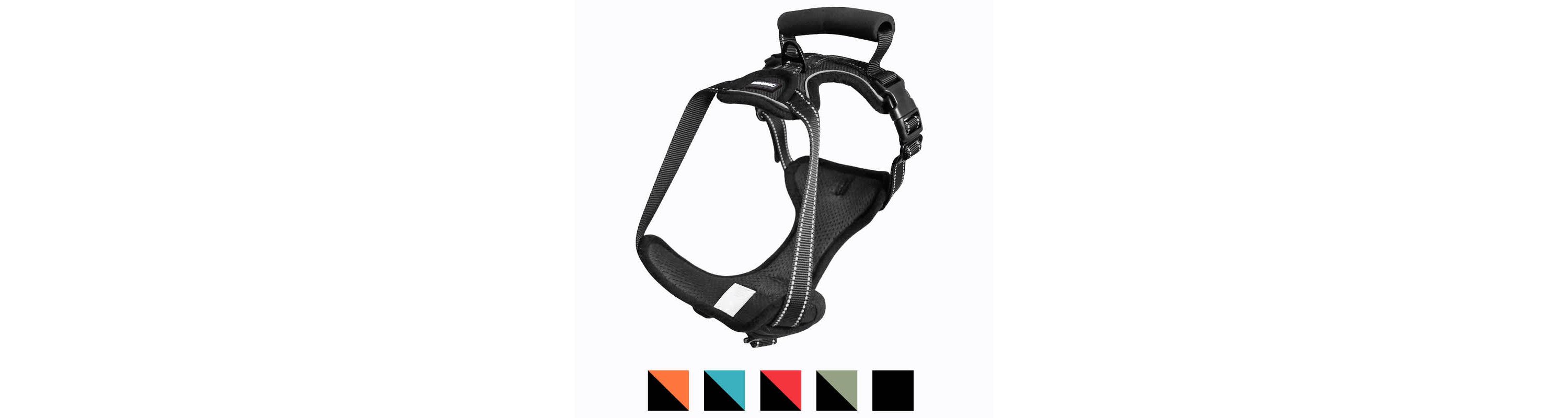 GOOPAWS Padded Reflective Dog Harness, Green, M