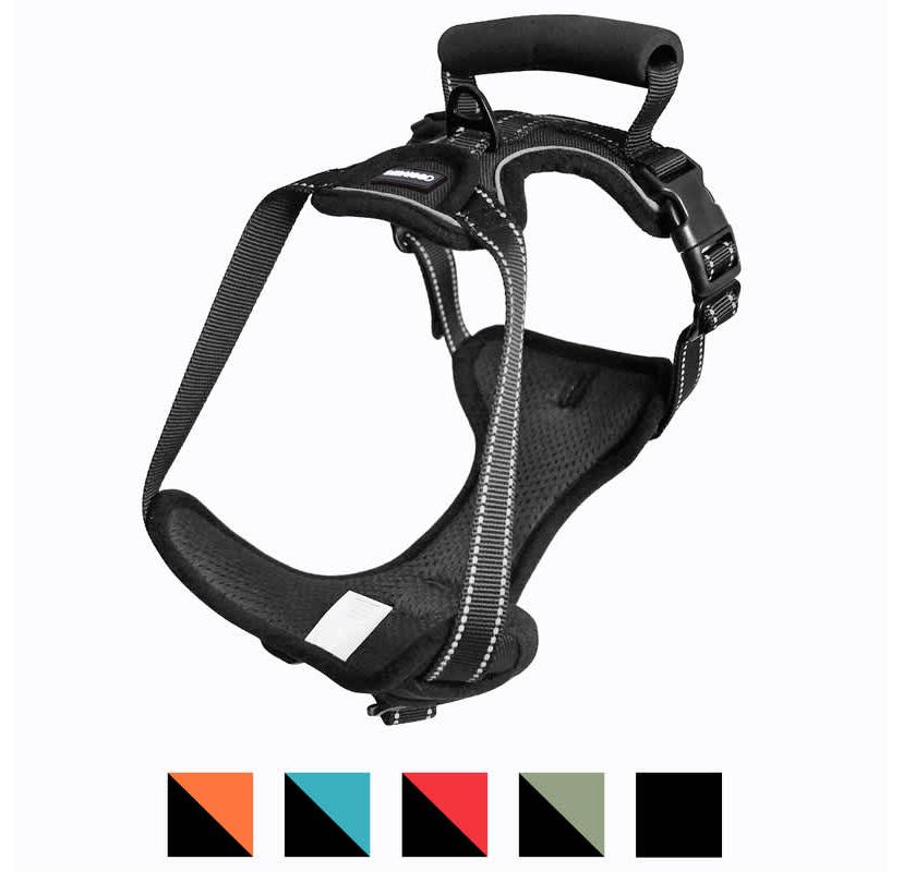 GOOPAWS Padded Reflective Dog Harness, Green, M