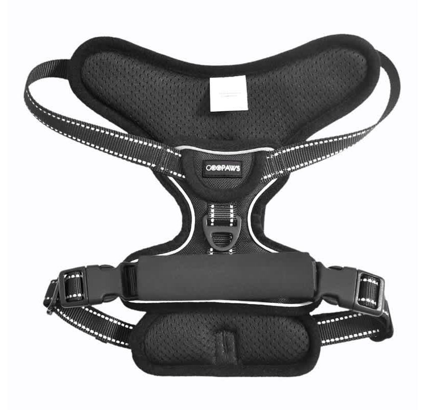 GOOPAWS Padded Reflective Dog Harness, Green, M