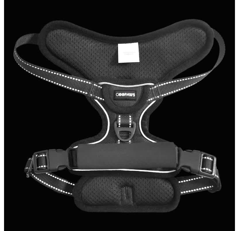 GOOPAWS Padded Reflective Dog Harness, Green, M