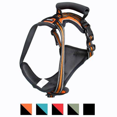 GOOPAWS Padded Reflective Dog Harness, Red, L, Orange