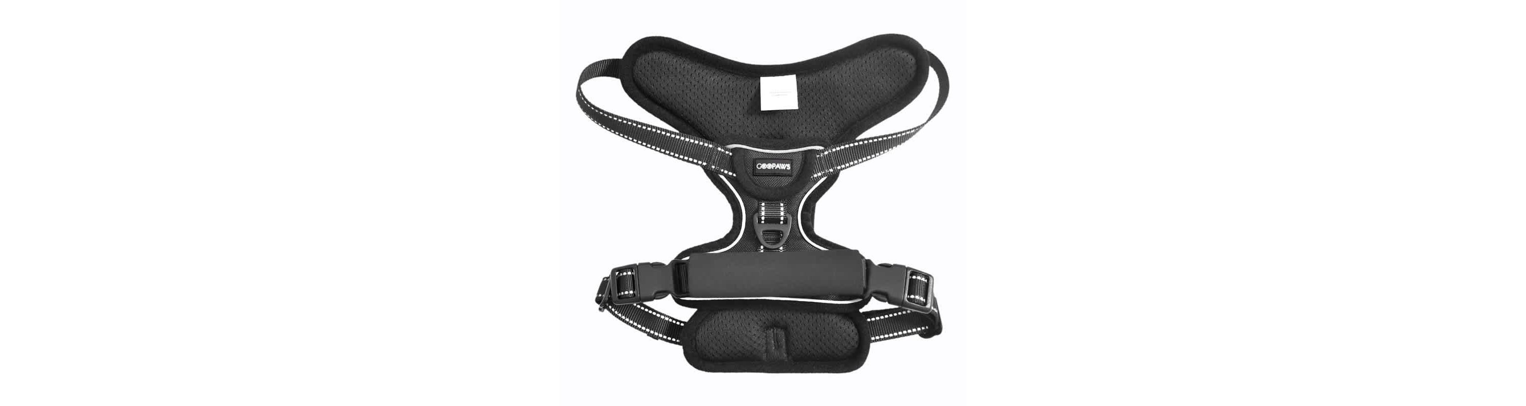 GOOPAWS Padded Reflective Dog Harness, Black, XL