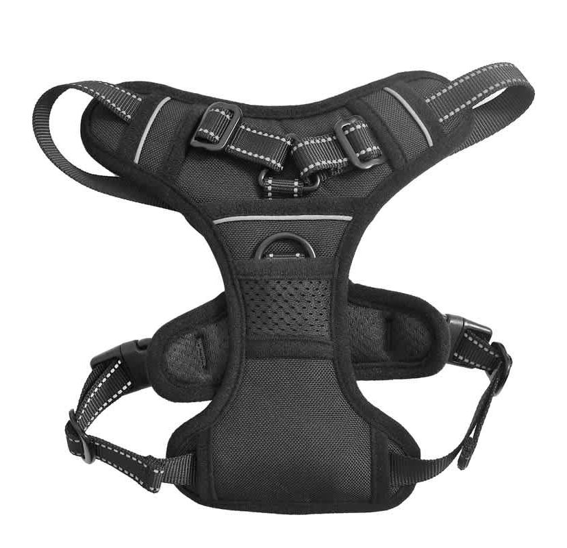 GOOPAWS Padded Reflective Dog Harness, Black, XL