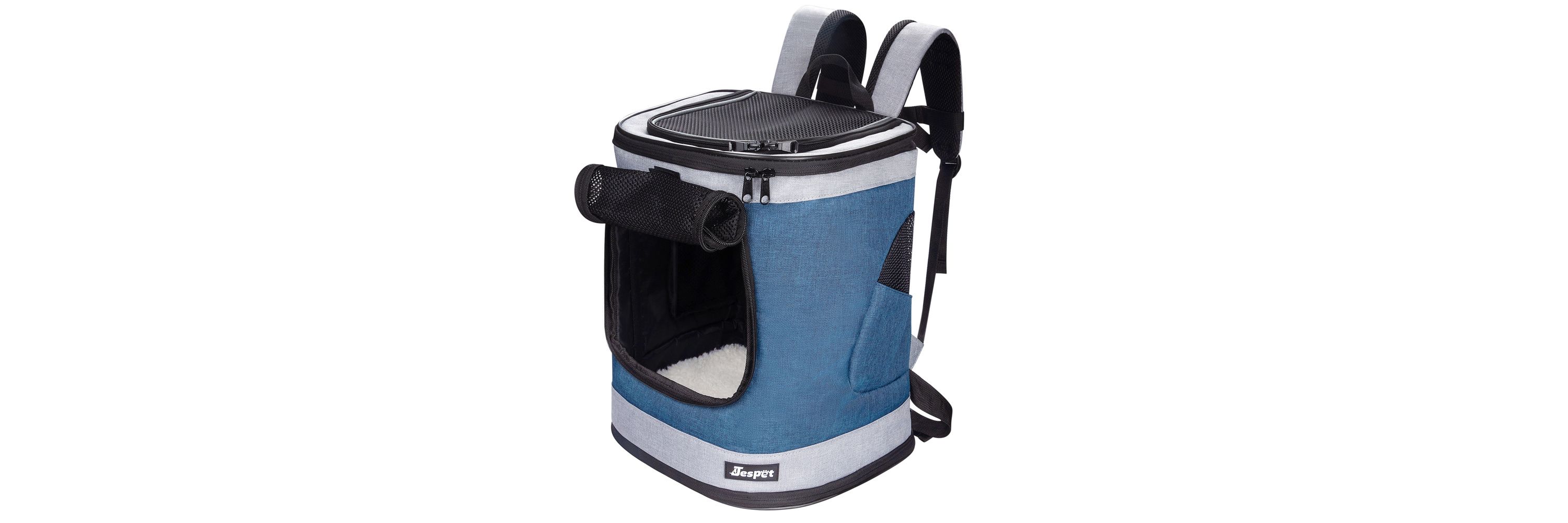 GOOPAWS Dog & Cat Carrier Backpack, Blue Grey, 17