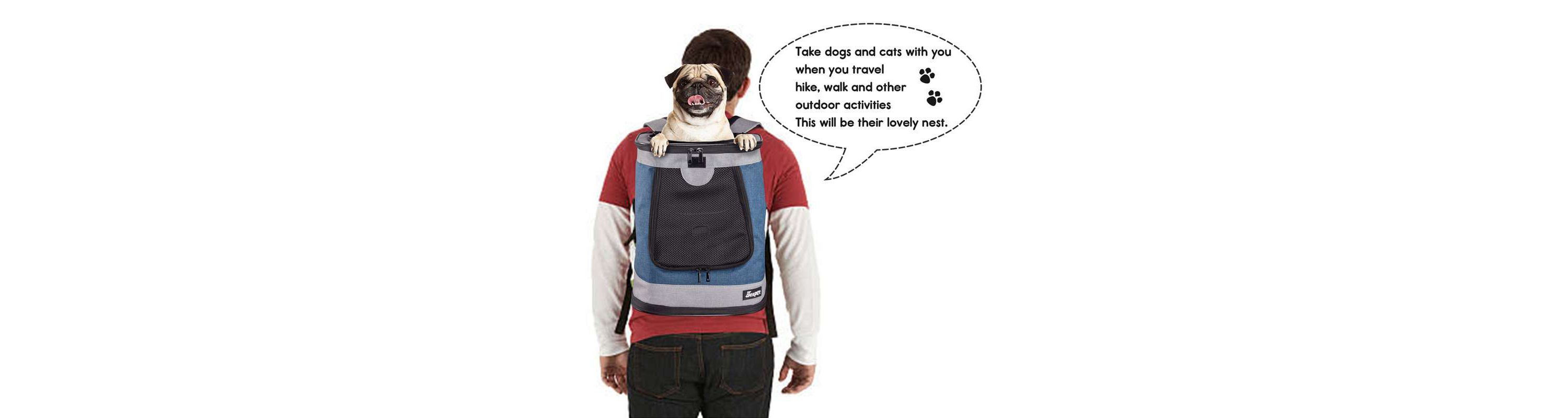 GOOPAWS Dog & Cat Carrier Backpack, Blue Grey, 17