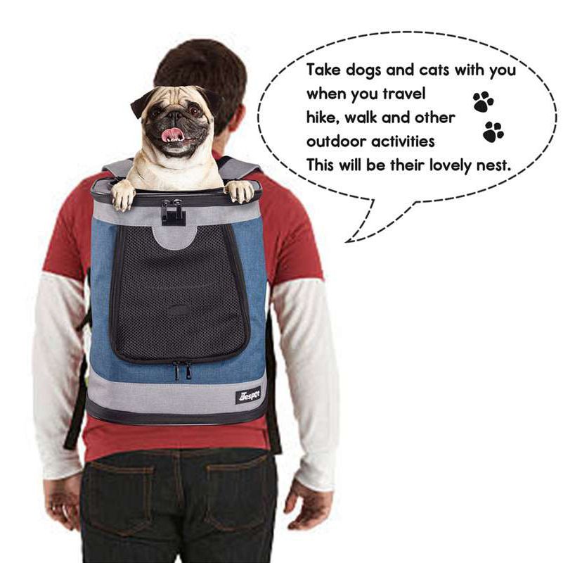 GOOPAWS Dog & Cat Carrier Backpack, Blue Grey, 17