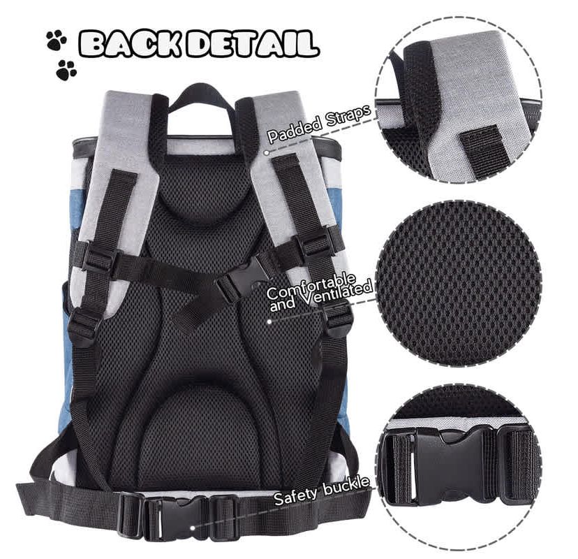 GOOPAWS Dog & Cat Carrier Backpack, Blue Grey, 17