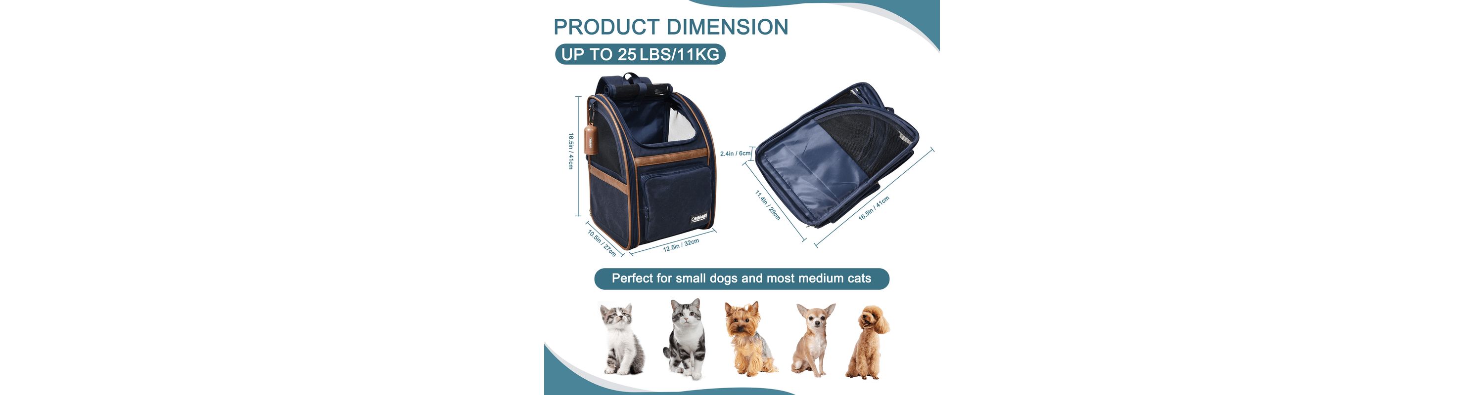 GOOPAWS Soft Dog Backpack, Navy Blue