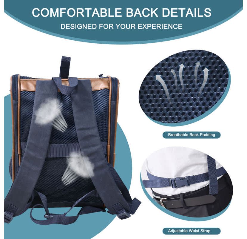 GOOPAWS Soft Dog Backpack, Navy Blue