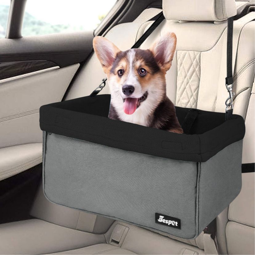 Booster Dog Car Seat, White Stripe, 16