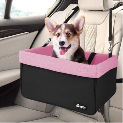 GOOPAWS Booster Dog Car Seat, Grey, 16'', Pink