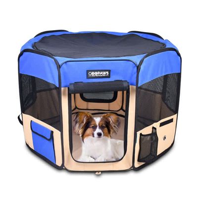 GOOPAWS Soft-Sided Dog & Cat Playpen, Blue, 36''