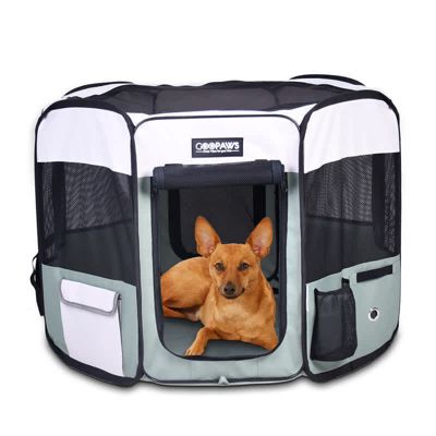 GOOPAWS Soft-Sided Dog & Cat Playpen, Blue, 36'', Green
