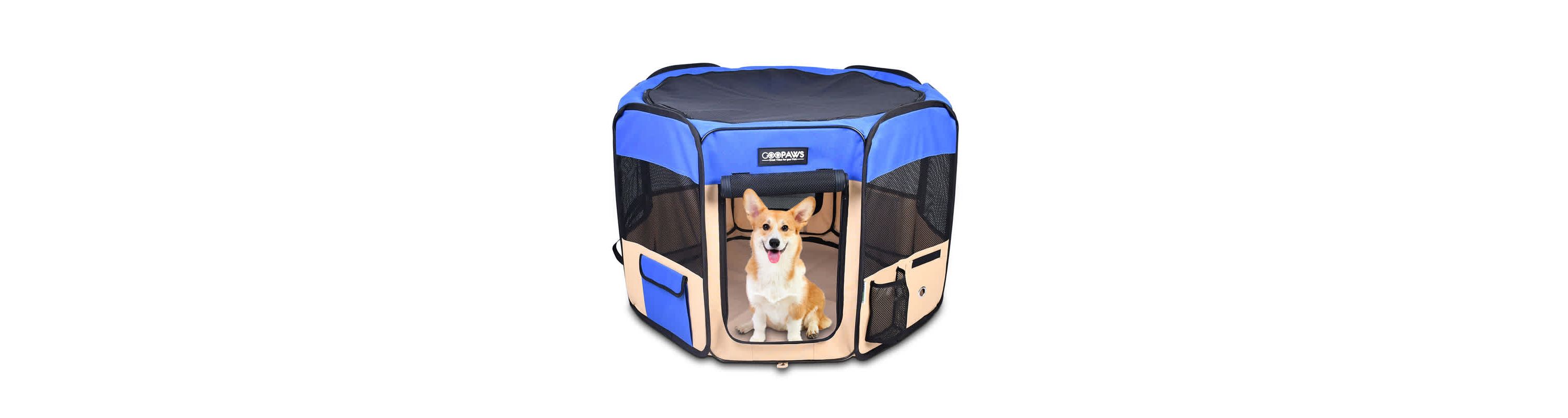 GOOPAWS Soft-Sided Dog & Cat Playpen, Pink, 45