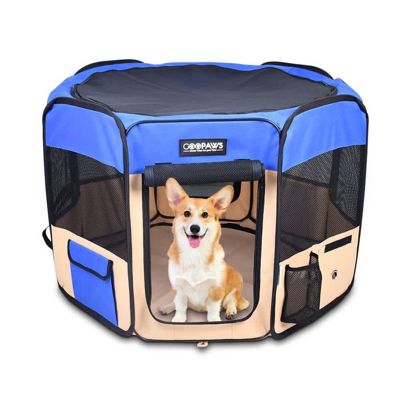 GOOPAWS Soft-Sided Dog & Cat Playpen, Pink, 45