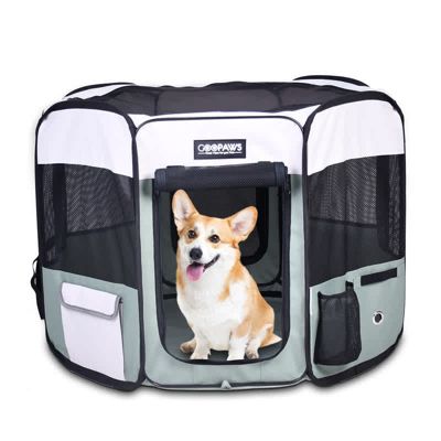 GOOPAWS Soft-Sided Dog & Cat Playpen, Pink, 45'', Green