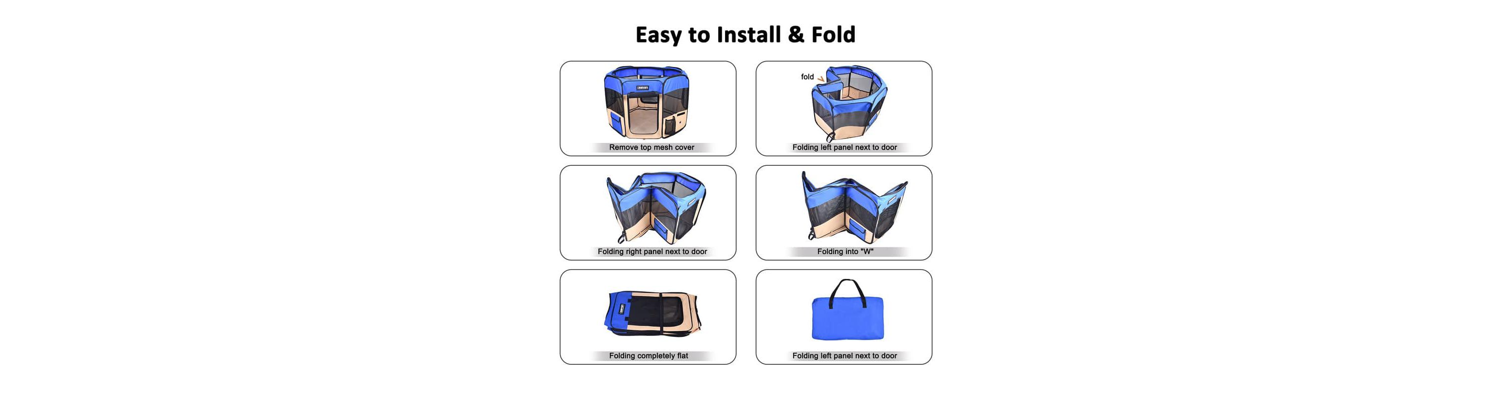 GOOPAWS Soft-Sided Dog & Cat Playpen, Blue, 61