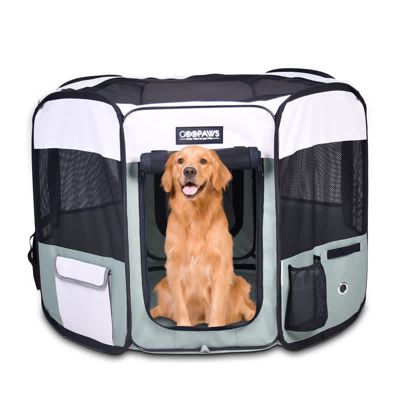 GOOPAWS Soft-Sided Dog & Cat Playpen, Blue, 61'', Green