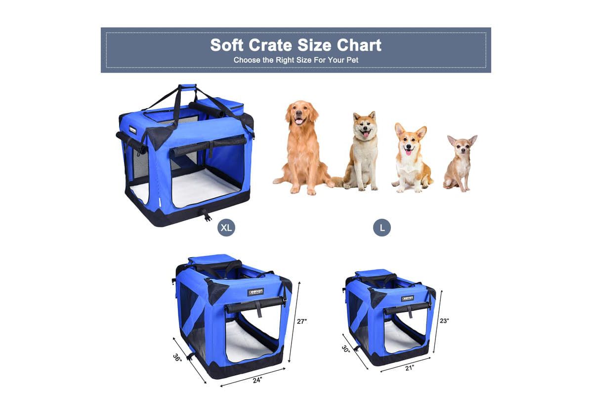 GOOPAWS 3-Door Collapsible Soft-Sided Dog Crate, Black, 30