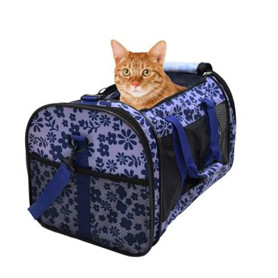 GOOPAWS Soft-Sided Airline-Approved Travel Dog & Cat Carrier, Medium, Floral Print Blue