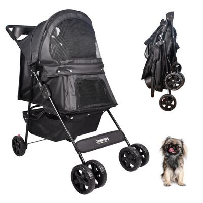 GOOPAWS 4-Wheel Pet Stroller, Black