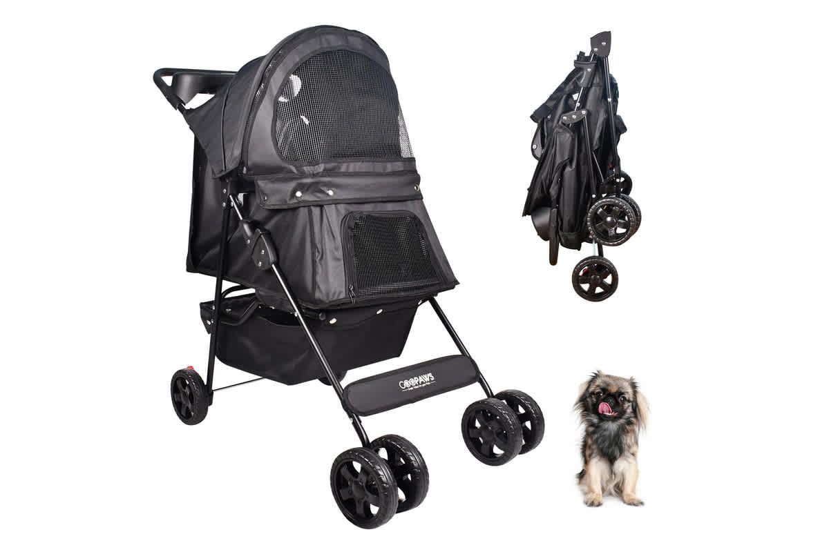 GOOPAWS 4-Wheel Pet Stroller, Black