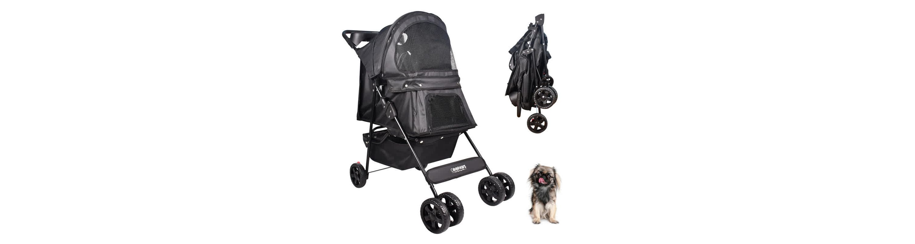 GOOPAWS 4-Wheel Pet Stroller, Maroon