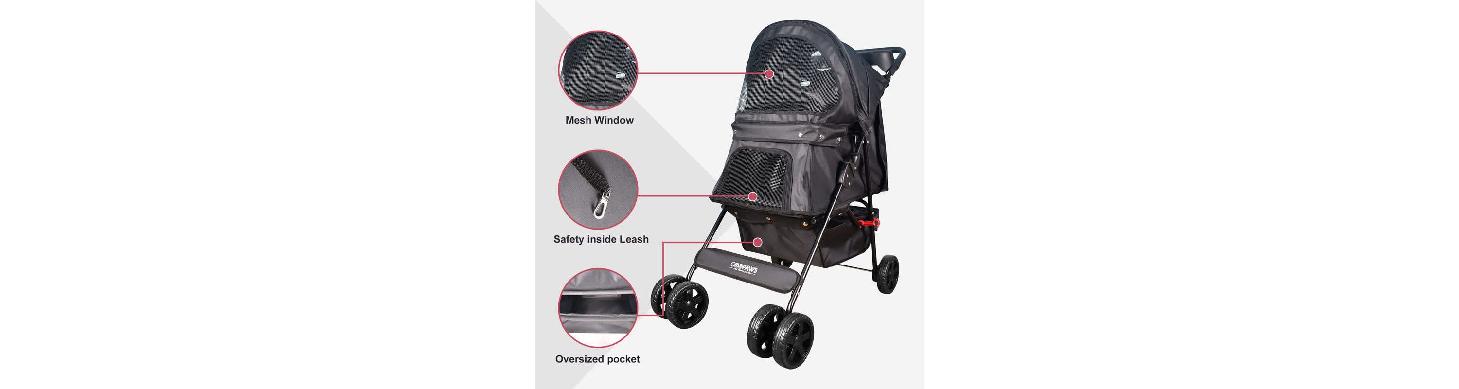 GOOPAWS 4-Wheel Pet Stroller, Maroon