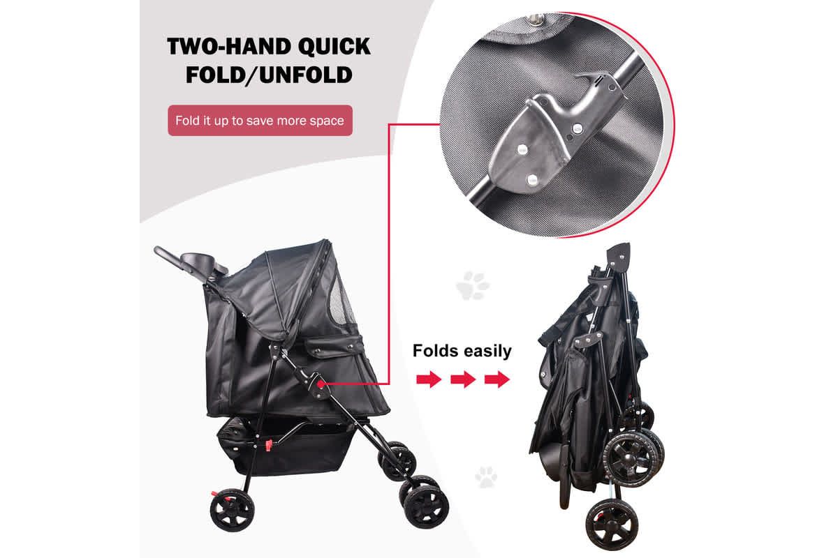 GOOPAWS 4-Wheel Pet Stroller, Black