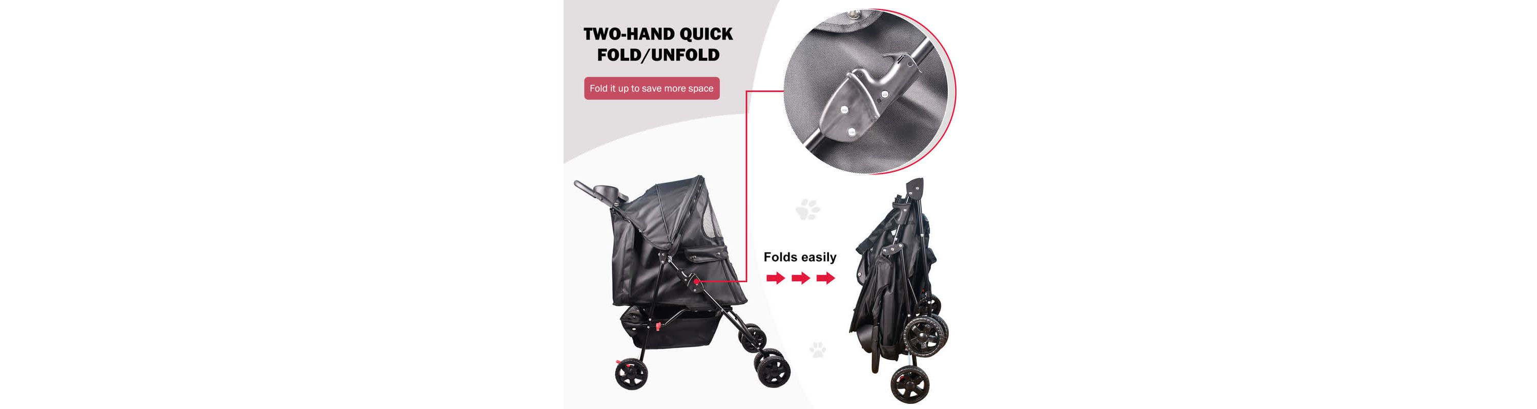 GOOPAWS 4-Wheel Pet Stroller, Maroon