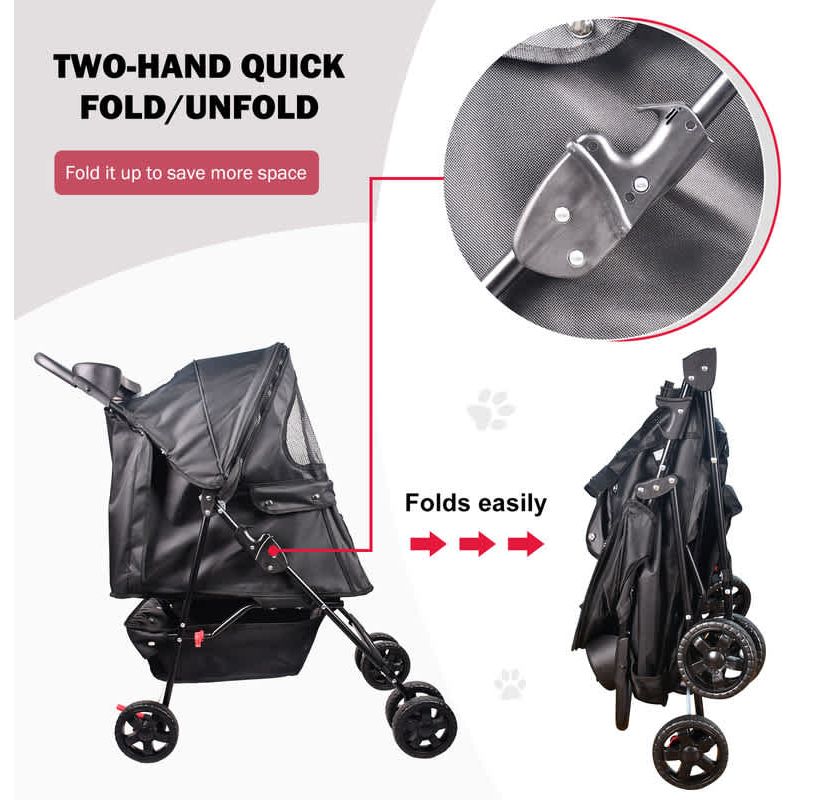 GOOPAWS 4-Wheel Pet Stroller, Maroon