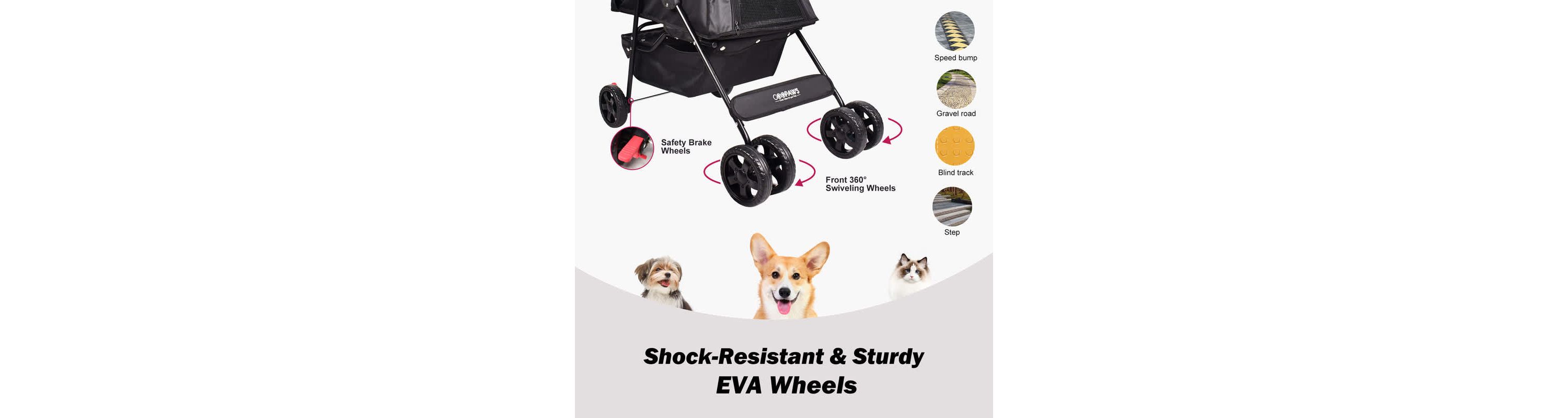 GOOPAWS 4-Wheel Pet Stroller, Maroon