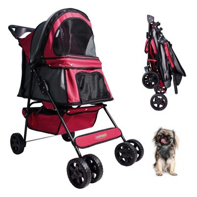 GOOPAWS 4-Wheel Pet Stroller, Black