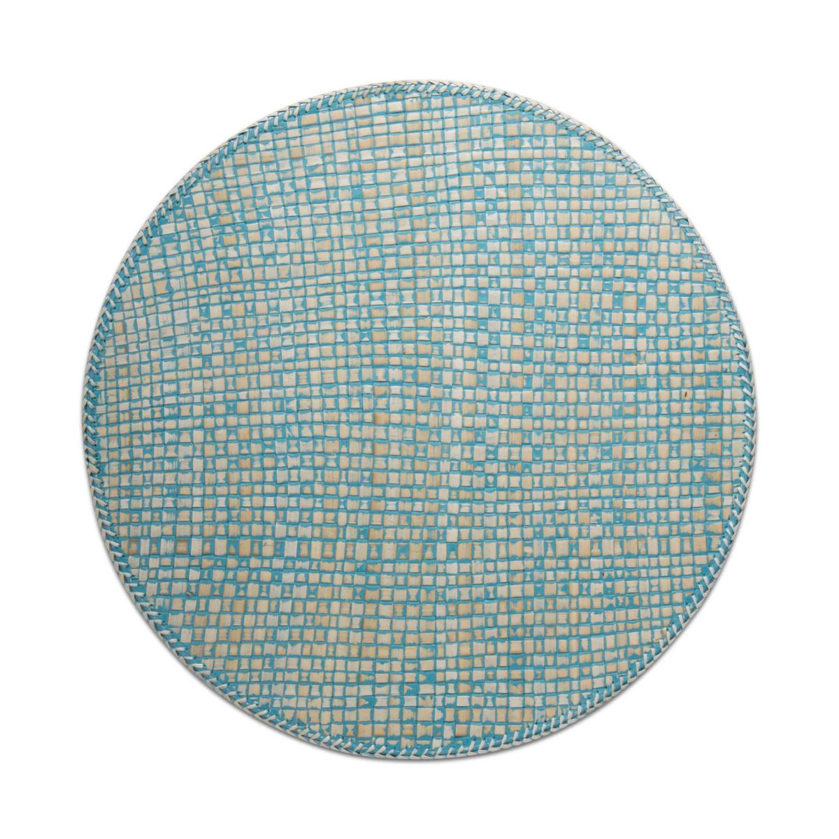 Pantai Aqua Round Textured Woven Single Placemat 15 inch