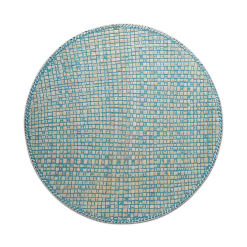 Pantai Aqua Round Textured Woven Single Placemat 15 inch